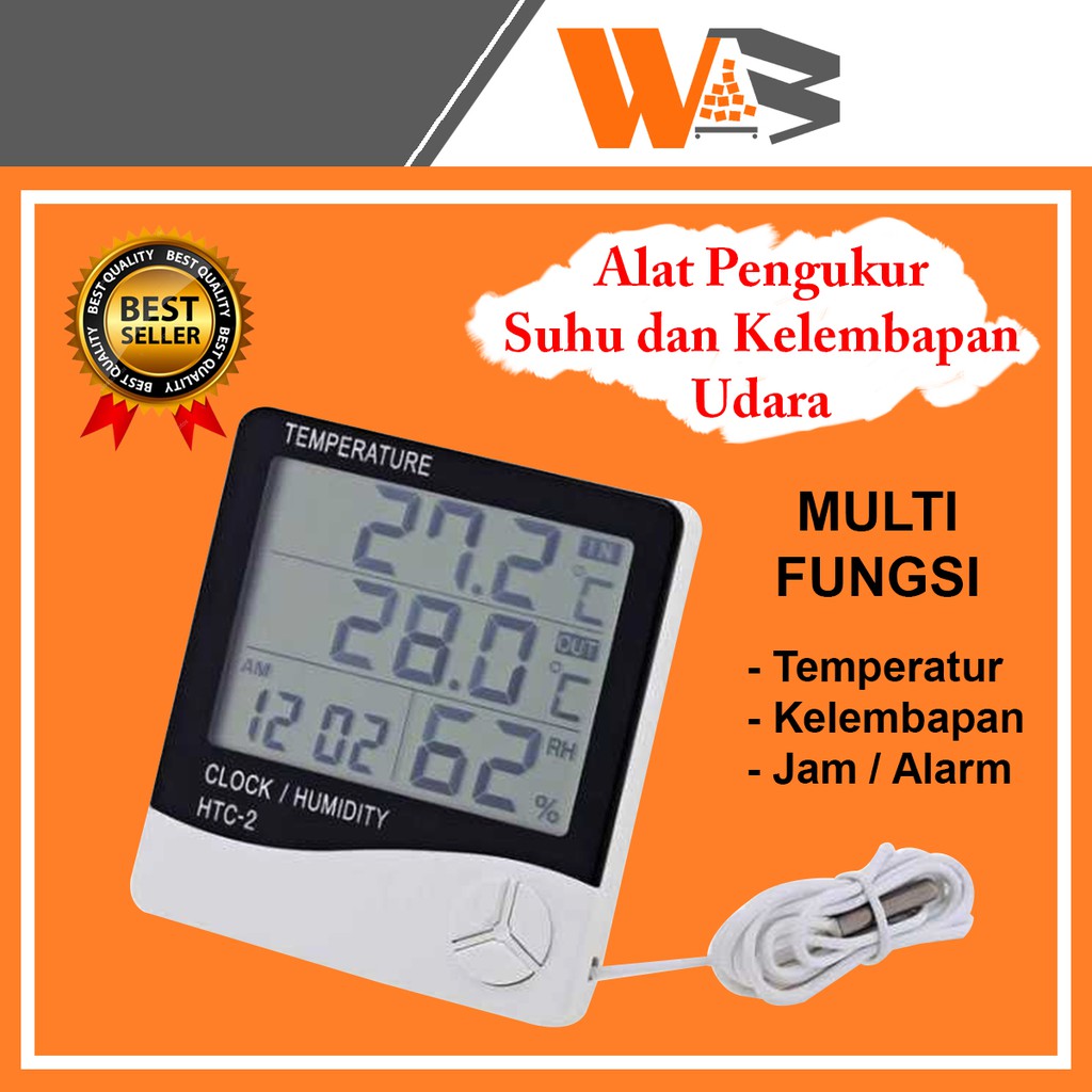 COD Temperatur Pengukur Suhu Termometer Jam Digital Termometer Ruangan Clock Temperature HTC-2