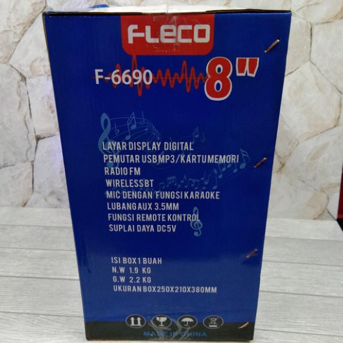 Speaker Bluetooth Karaoke Salon Aktif Fleco F-6690 Terbaru Free Mic Saharaksatria