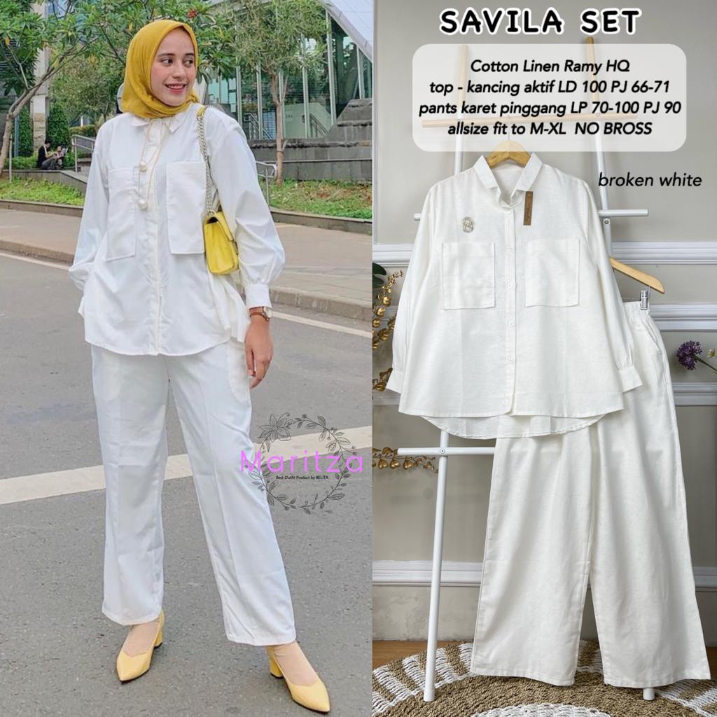 Diana set / Savila set Setelan Wanita Atasan dan Celana linen rami gbm