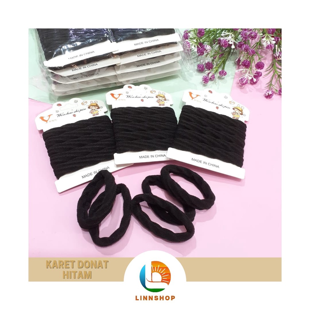 5Pcs Ikat Rambut Donat Hitam Elastis / Karet Donat Murah Berkualitas