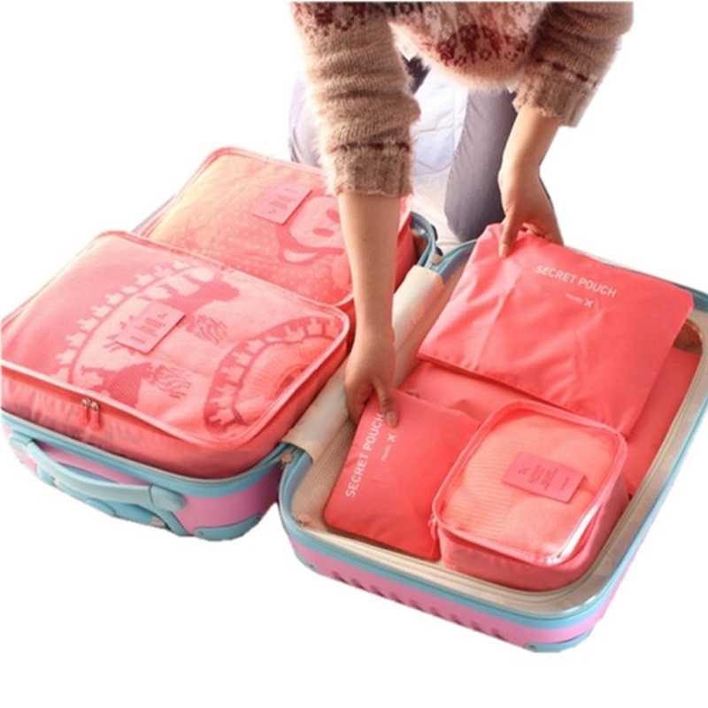 Tas Travel Bag Laundry Organizer Packing Cubes Multi Size 6 Pcs