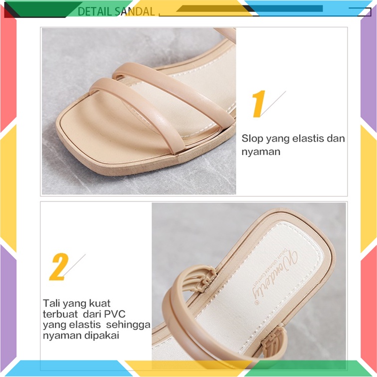 713-1 Sandal Sepatu Wedges Wanita Ban 2 Wonderly Sendal Selop Cewek Jelly Karet Tawana