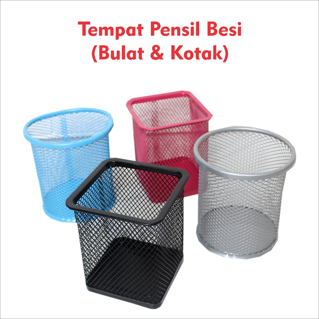 

Tempat Pensil Pulpen ATK Pen Holder Besi Model Jaring Full Color