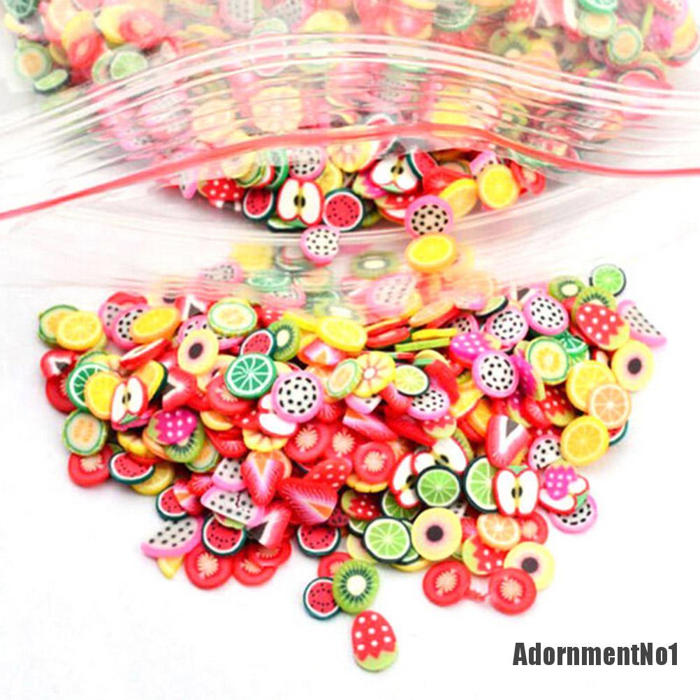 (Adornmentno1) 1000pcs / Set Stiker Polymer Clay 3d Untuk Dekorasi Nail Art / Manicure