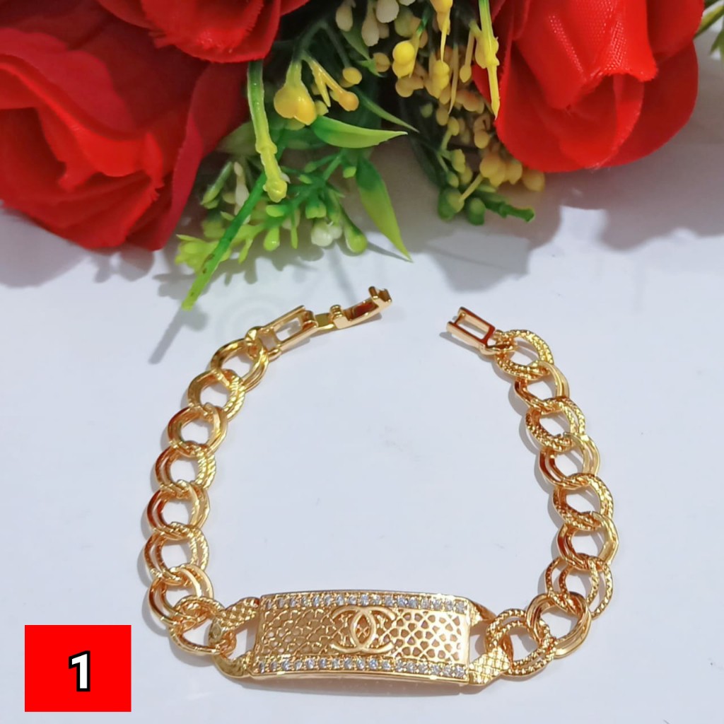 Gelang Dewasa plat permata mewah ANTI KARAT(COD)