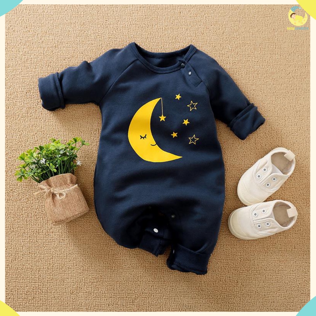 [COD]  baju bayi motif BULAN NAVY / jumper bayi unisex / jumper lucu bayi 0-1tahun baju baby import  BA-298/Babylovanta