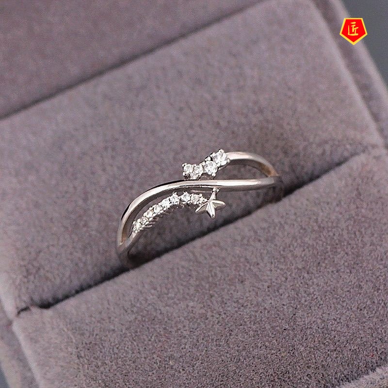 [Ready Stock]Creative Simple Five-Pointed Star Diamond-Studded Ring