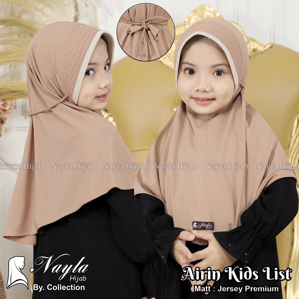 Kerudung Anak Tali Kepang AIRIN KIDS LIST Hijab Instan Anak Jersey Airis Terbaru Nayla Hija'b