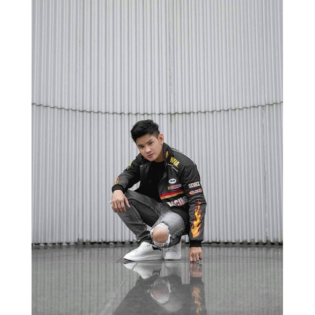 Jaket Nascar Slvhx Racing Team Jaket Salvio Hexia Jaket Parasut Salviohexia Jaket Pria Gray Black