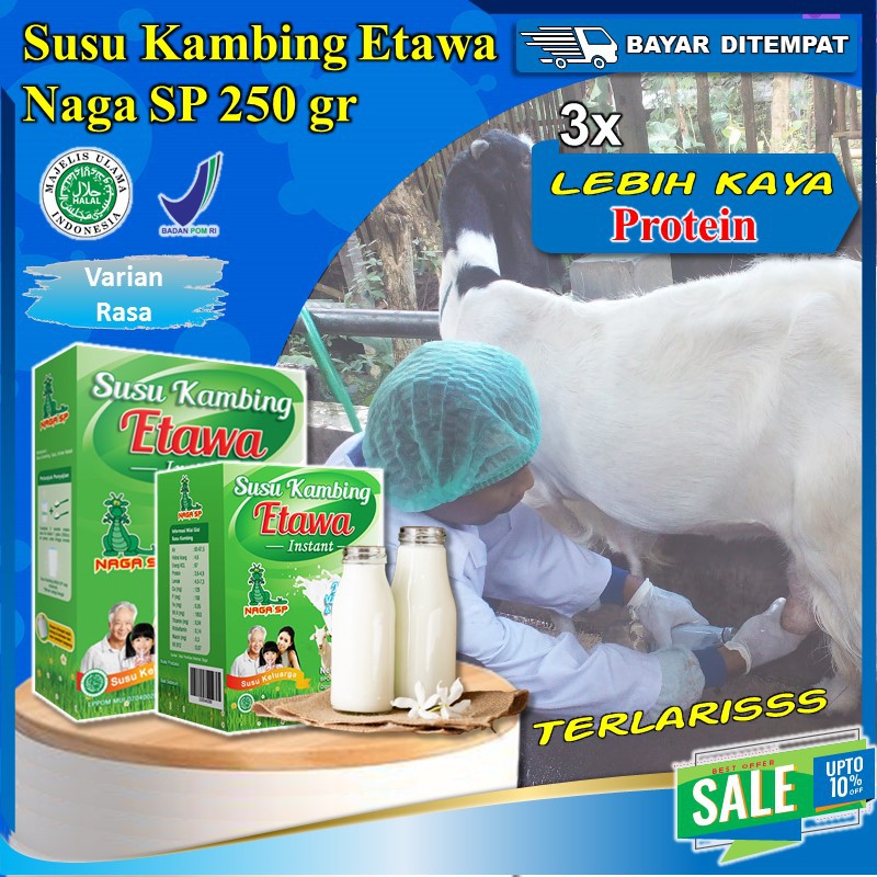 

Naga SP 250gr Susu Kambing Etawa Ettawa Bubuk Murni Mengatasi Masalah Asam Lambung Pernapasan Asma dan TBC