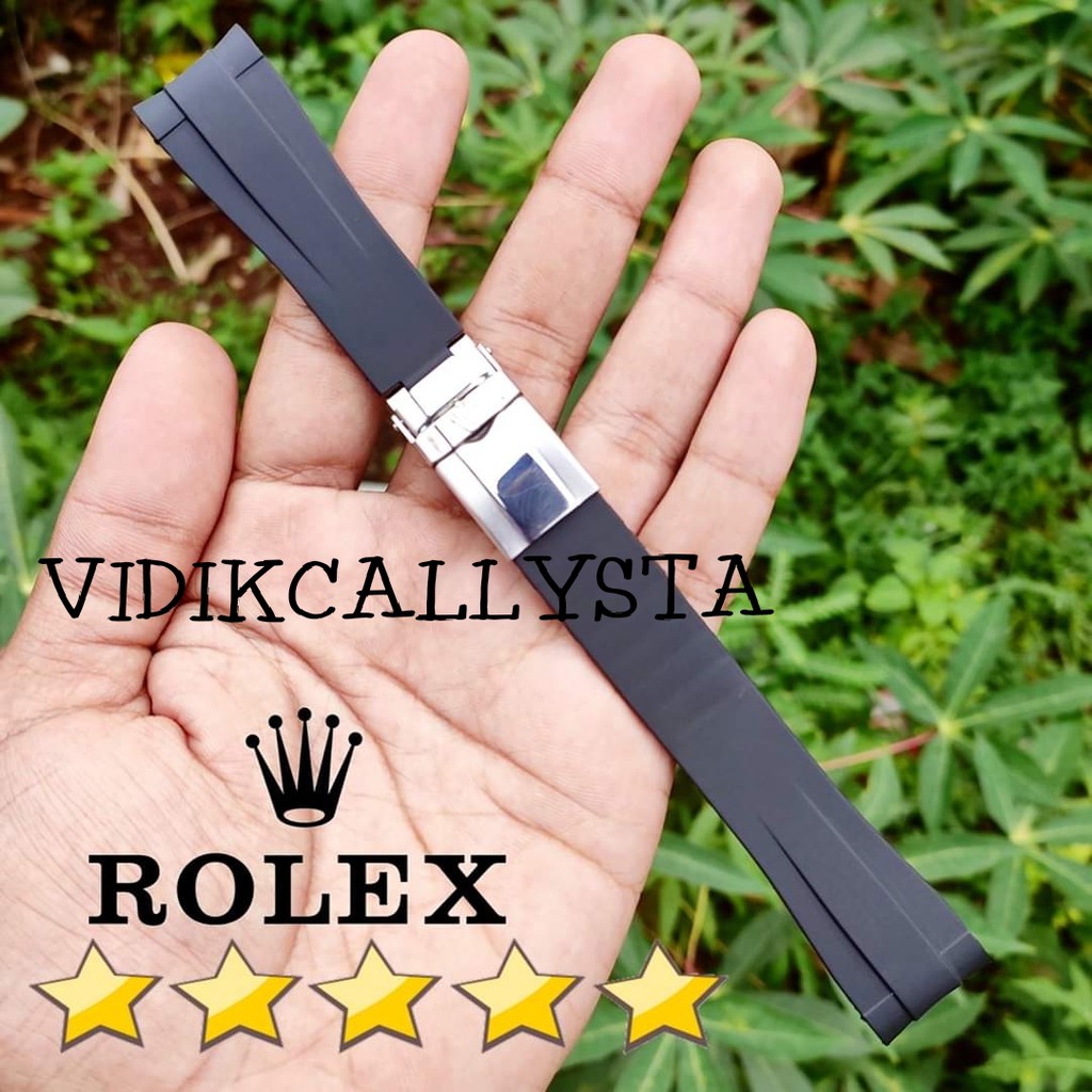 STRAP ROLEX TALI JAM ROLEX RUBBER FULL SET 20MM BLACK