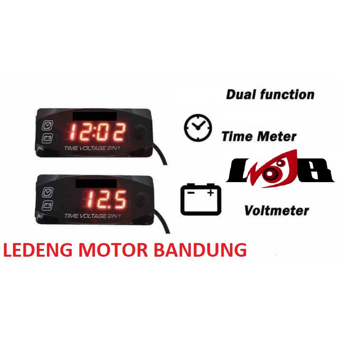 Voltmeter Jam Digital 9Nine Luminos Time Voltage 2in1 Frame Waterproof