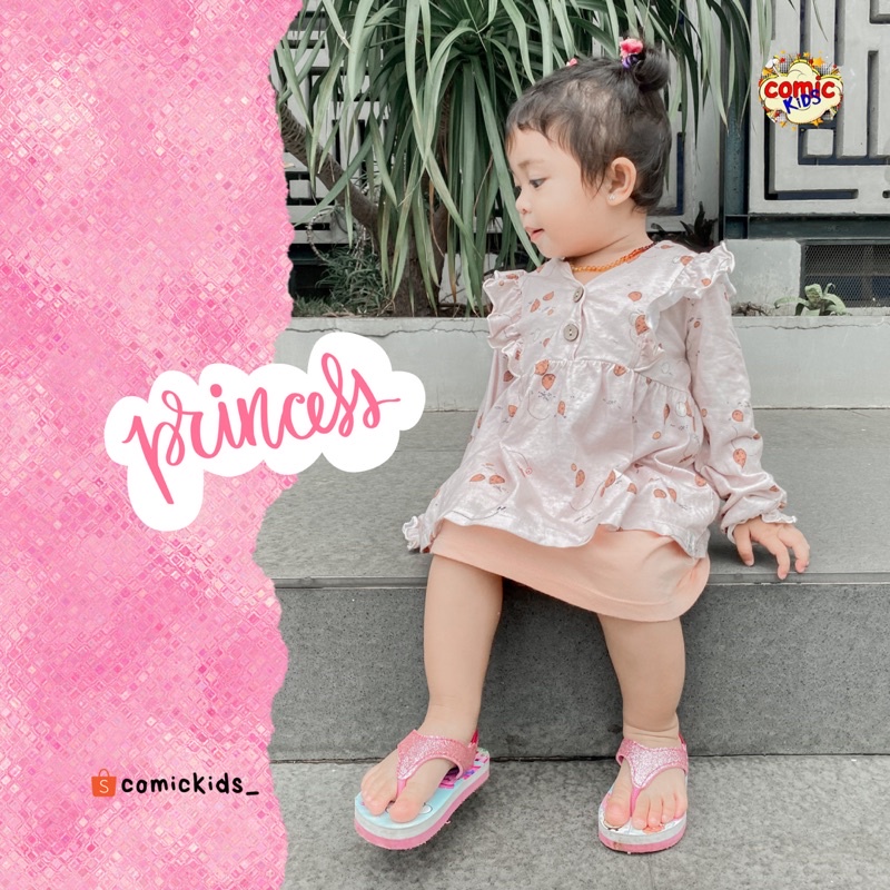 COMICKIDS  Sendal Anak Perempuan Sandal Jepit Anak Bayi Perempuan Sepatu Sandal Selop Anak Perempuan Warna Pink Glitter Merah Muda Putih Kids Slippers Animal Cute Girls Flip Flop Girls Baby Girly Pretty PRINCESS