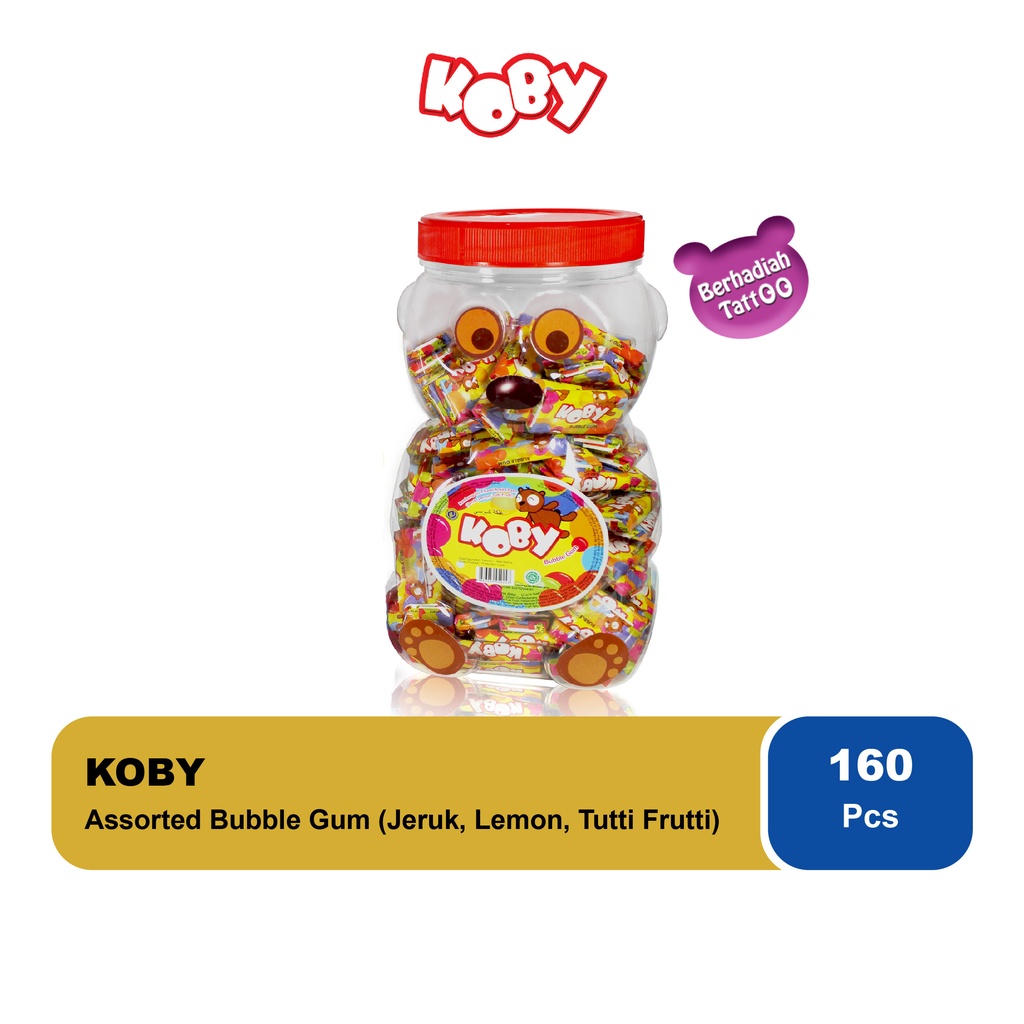 

Permen Karet KOBY Rasa Jeruk, Lemon, Tuttifrutti 640 gram - KOBY Bubble Gum