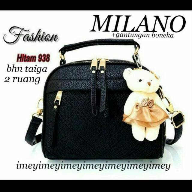 RULLY68_TAS SELEMPANG MILANO FASHION WANITA SLING BAG V STYLE KOREAN KEKINIAN FREE BONEKA