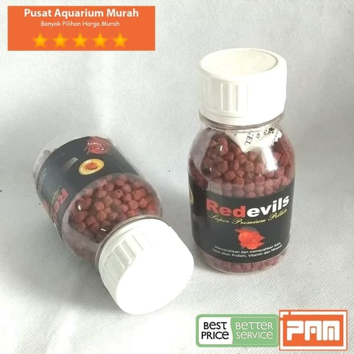 pakan khusus ikan hias louhan red devils 100 gram agar cepat jenong