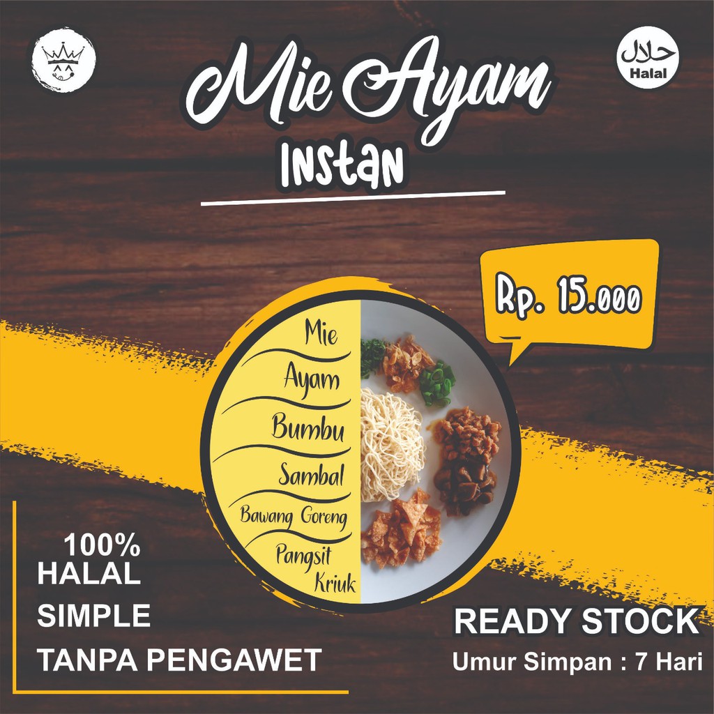 

Mie Ayam Instan /Bakmi Ayam Siap Masak Bakmi Frozen Food Kemasan Bakmi Mahkota HALAL