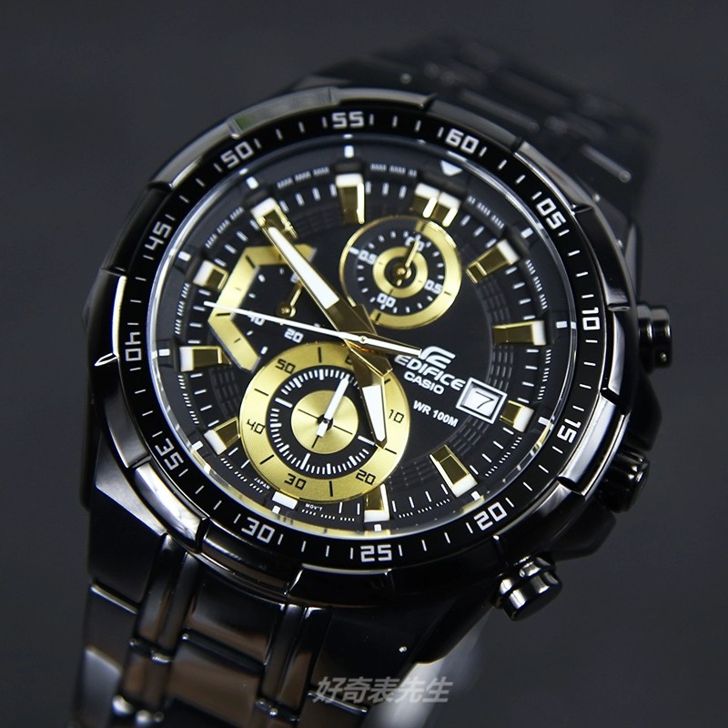 Jam Pria Edifice EFR 539  hitam stainless steel strap/casio#