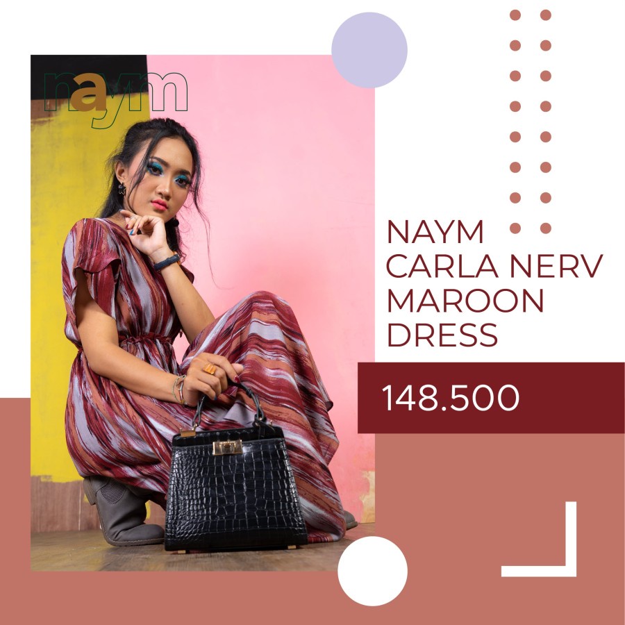 NAYM CARLA NERVE MAROON DRESS