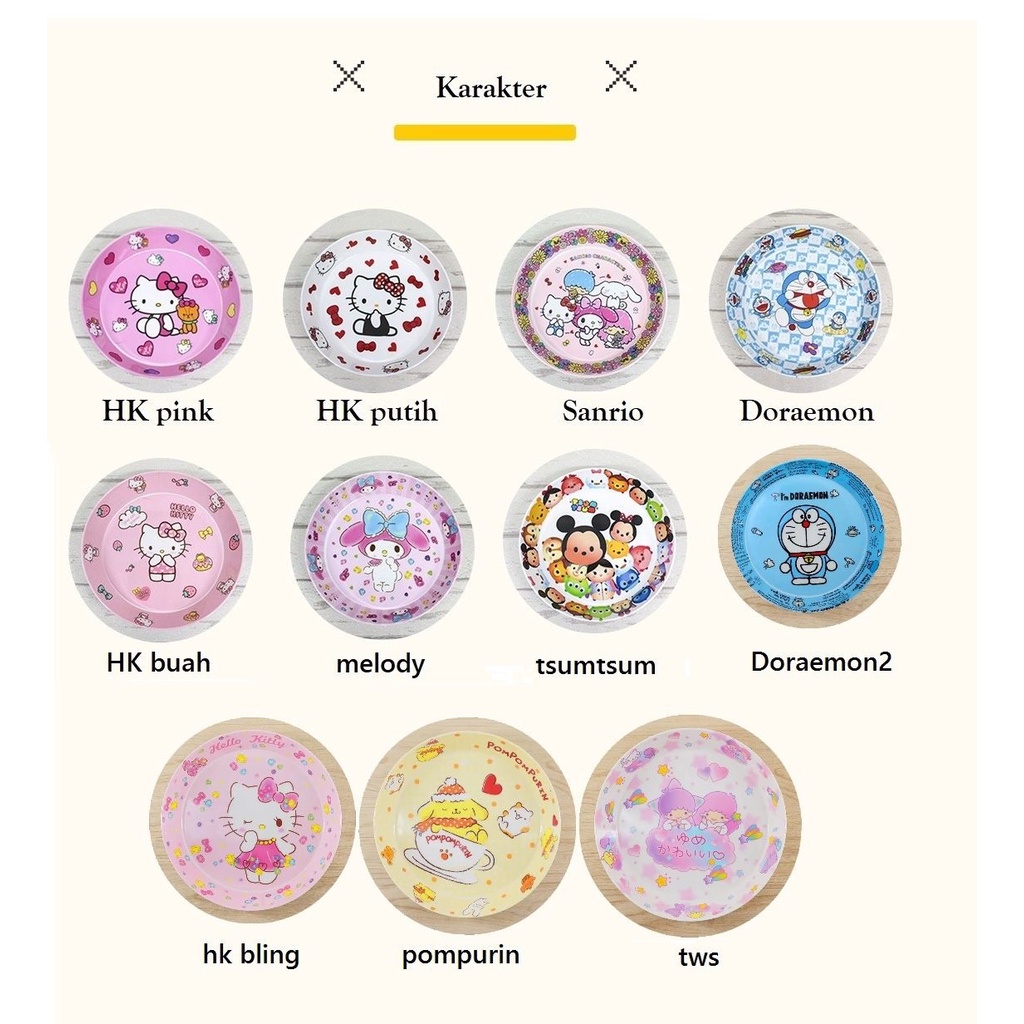 Piring makan anak Hello Kitty Sanrio doraemon melody Melamin PM01 Bulat melamine plate kids anak