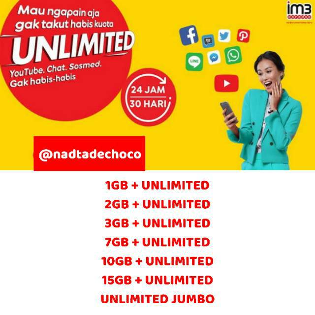 [ PROMO MURAH ] INDOSAT UNLIMITED 1GB 2GB 3GB 7GB 10GB 15GB JUMBO