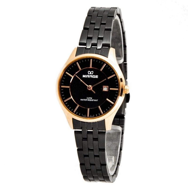 MIRAGE JAM TANGAN WANITAMIRAGE 8544L Jam Tangan Wanita mirage Full Hitam ORIGINAL WATER PROFF