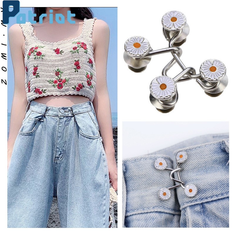 6pcs/Set Daisy Adjustable Disassembly Jeans Waist Button For Shorten Waist Belt