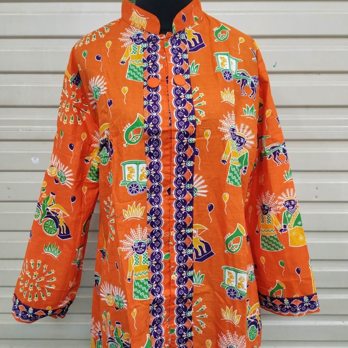 Batik-Blouse- Blus Batik Betawi Ondel Panjang -Batik-Wanita.