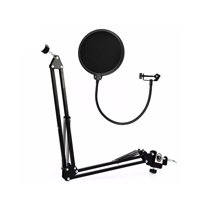 PAKET KOMPLIT MIC CONDENSER BM 800 + STAND + POP FILTER + SOUNDCARD + SPLITTER