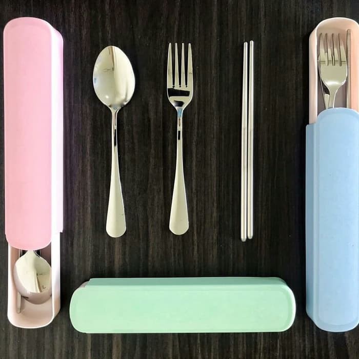 [120 Gram] Sendok Set Stainless Steel Tebel - Sendok Garpu Sumpit Alat Makan Set Premium Cod