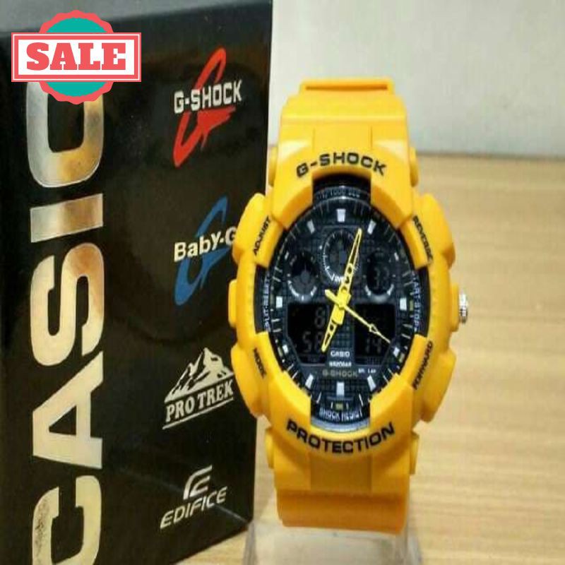 Promo JAM TANGAN PRIA - G SHOCK GA 100 YELLOW