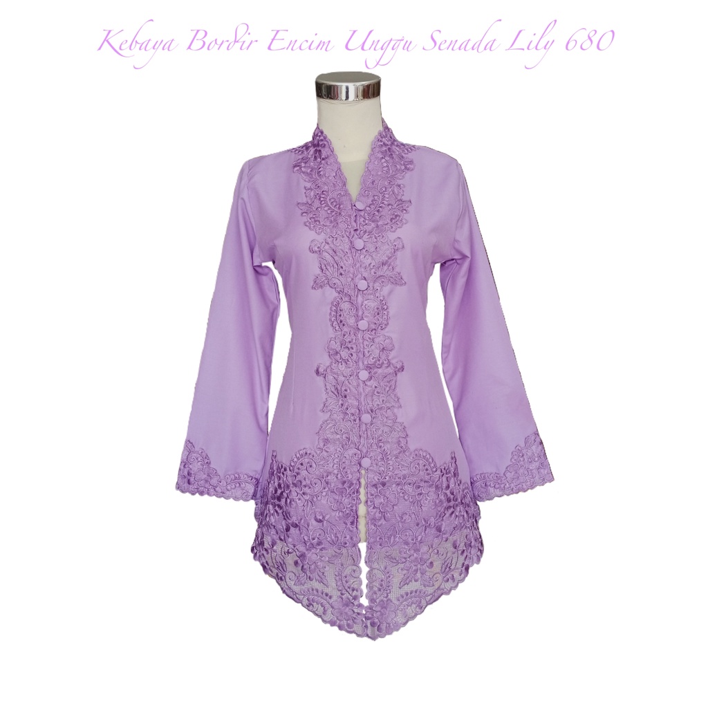 Kebaya Bordir Encim Unggu Lilac Senada Lily I 680