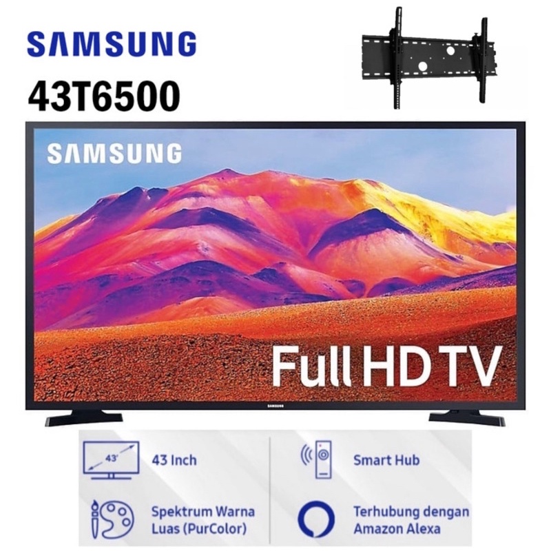 Samsung UA43T6500 43 Inch Full HD Smart LED TV 43T6500 TERBARU-TV+BRACKET
