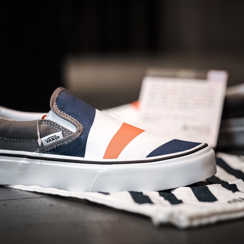 VANS SLIP-ON COSTOME MADE FOR YOU “BLUE/WHITE/SPICE ORANGE” ORIGINAL 100%