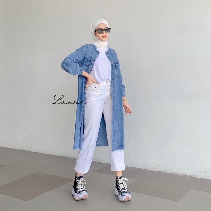AHE2-5789➥ LOFI LONG JAKET DENIM - jaket jeans panjang tunik jeans tunik denim jaket murah jaket jea