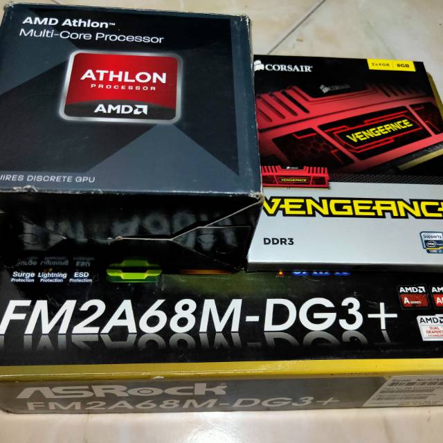 Sepaket, Amd Athlon X4, Ram corsair ddr3 2x4gb, mobo Asrock fm2a68m-dg3+