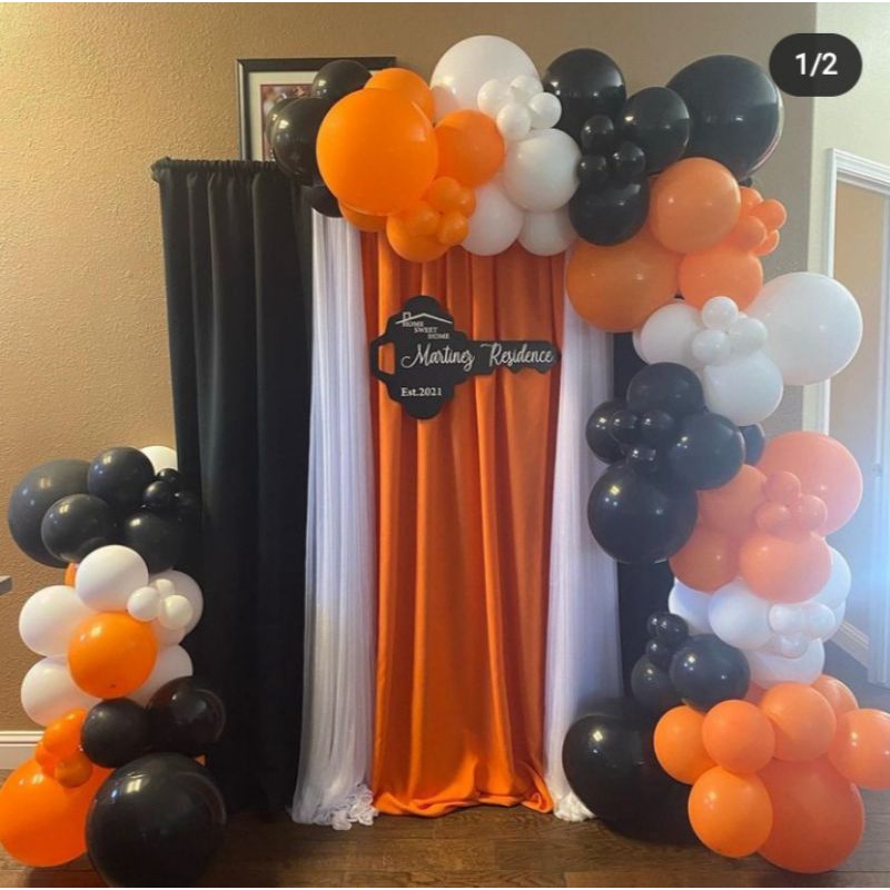 paket 30 pcs balon hitam,putih orange/balon latex/balon latex metalik/backdrop/background engagement