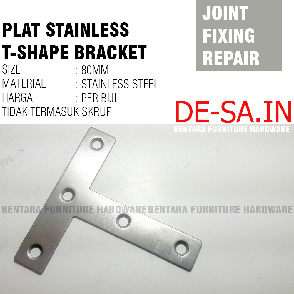 80MM Plat T-Shape Stainless Steel - Bracket Flat Reparasi Joint Fixing Repair