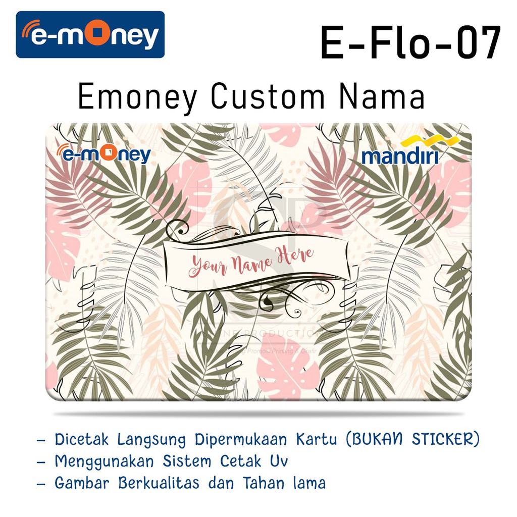 Emoney Motif Bunga Custom Nama