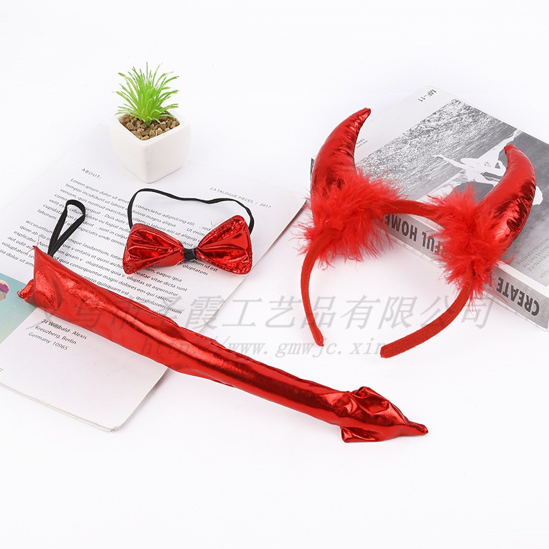 HDES set 3 pcs ekor choker bando devil iblis headband halloween cosplay