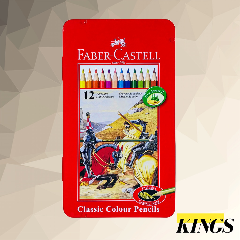 

Faber-Castell Classic Colour Pencils / Pensil Warna 12 Warna Large Tin Case 115844