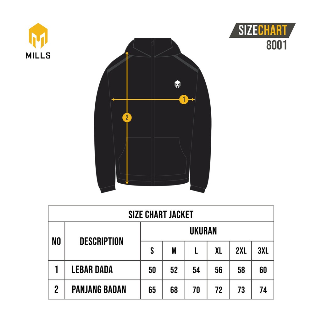 MILLS Jaket Olahraga Dynamic 8001 Hitam Original