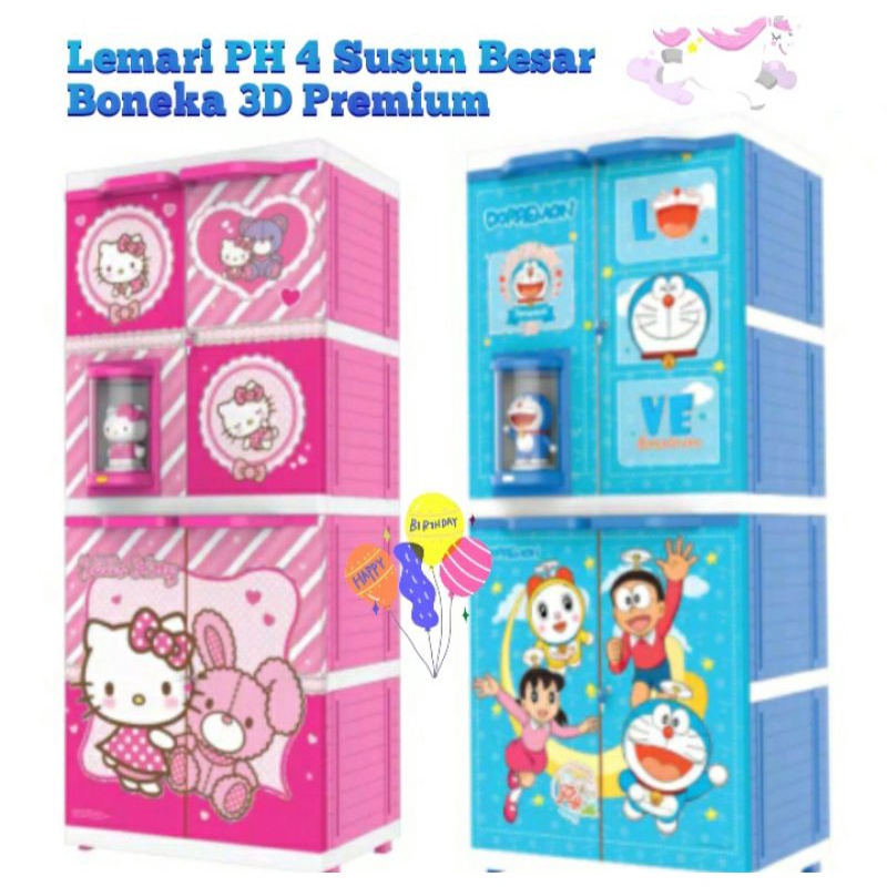 PH Lemari 4 Susun Besar 3D Boneka Doll Plastik Karakter Bagus Murah Lucu