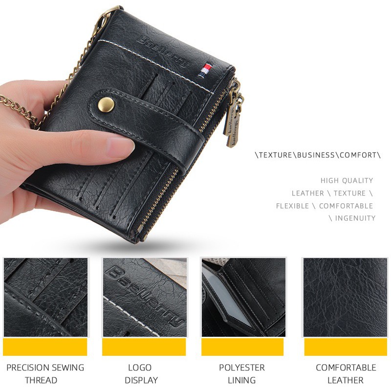 ORIGINAL BAELLERRY DOMPET LIPAT PRIA DENGAN RANTAI ANTI MALING 3225