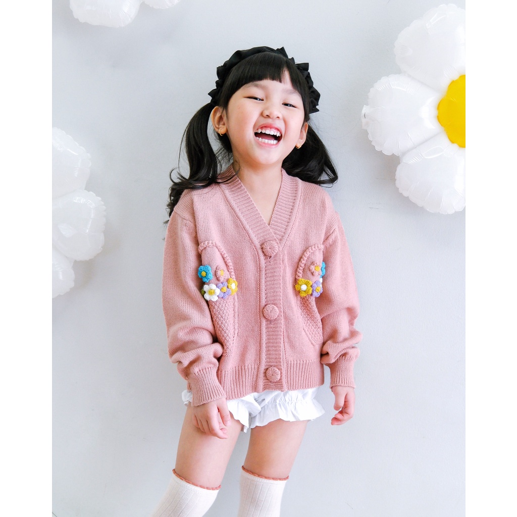 HELIE CARDIGAN | Jacket Anak Perempuan | Cardigan Knit | Outer Rajut | Cardigan Anak