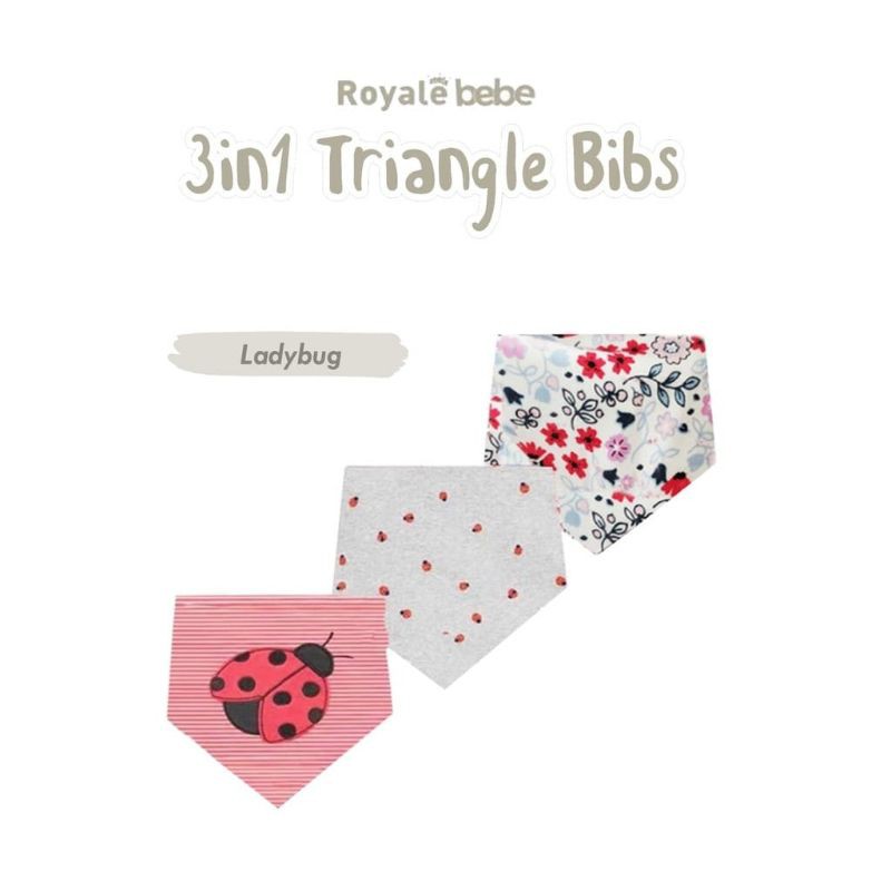 Royale Bebe 3 in 1 Triangle Bibs - Bib/Tatak iler bayi bentuk segitiga isi 3
