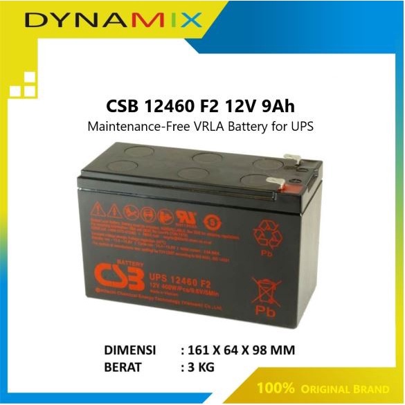 Baterai UPS CSB 12460F2 12V 9Ah - UPS APC Standard Battery