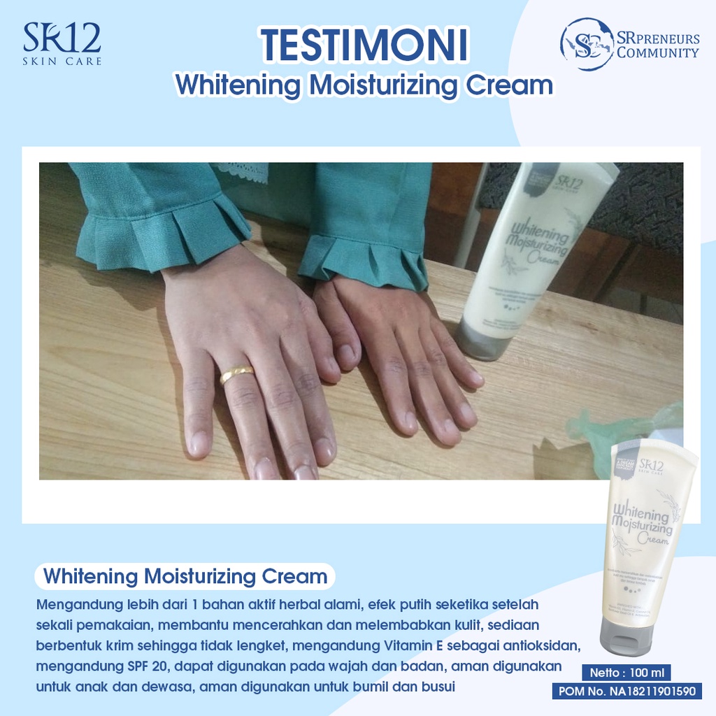 WHITENING MOISTURIZING CREAM SR12 | INSTANT WHITENING BODY LOTION &amp; FACE BPOM | PELEMBAB &amp; PENCERAH KULIT WITH SPF 20