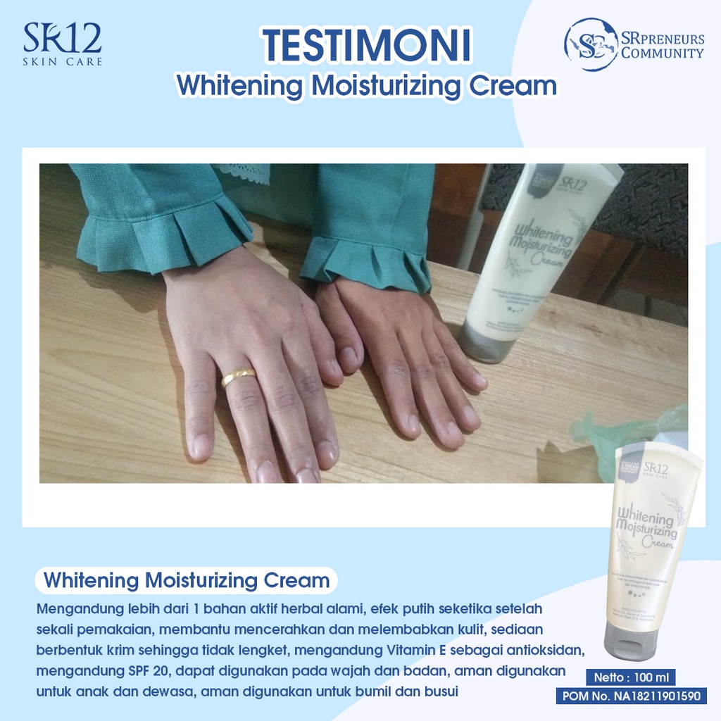 WHITENING MOISTURIZING CREAM SR12 | INSTANT WHITENING BODY LOTION | PELEMBAB &amp; PENCERAH KULIT WITH SPF 20 BPOM