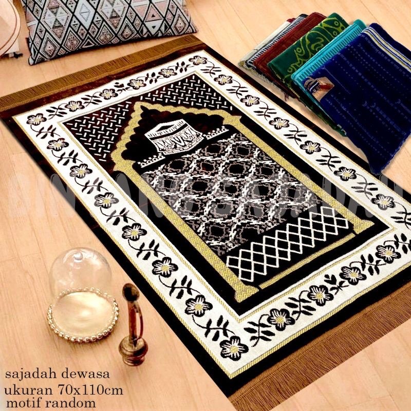 Sajadah Turki Premium Beludru Halus 70x110 cm Dewasa| ALAYDRUS GOLD | Souvenir Haji Umroh | Souvenir Hajatan | Kado guru